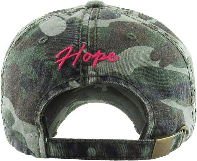 Distressed Patch Hat:  Pink Ribbon (Camo)