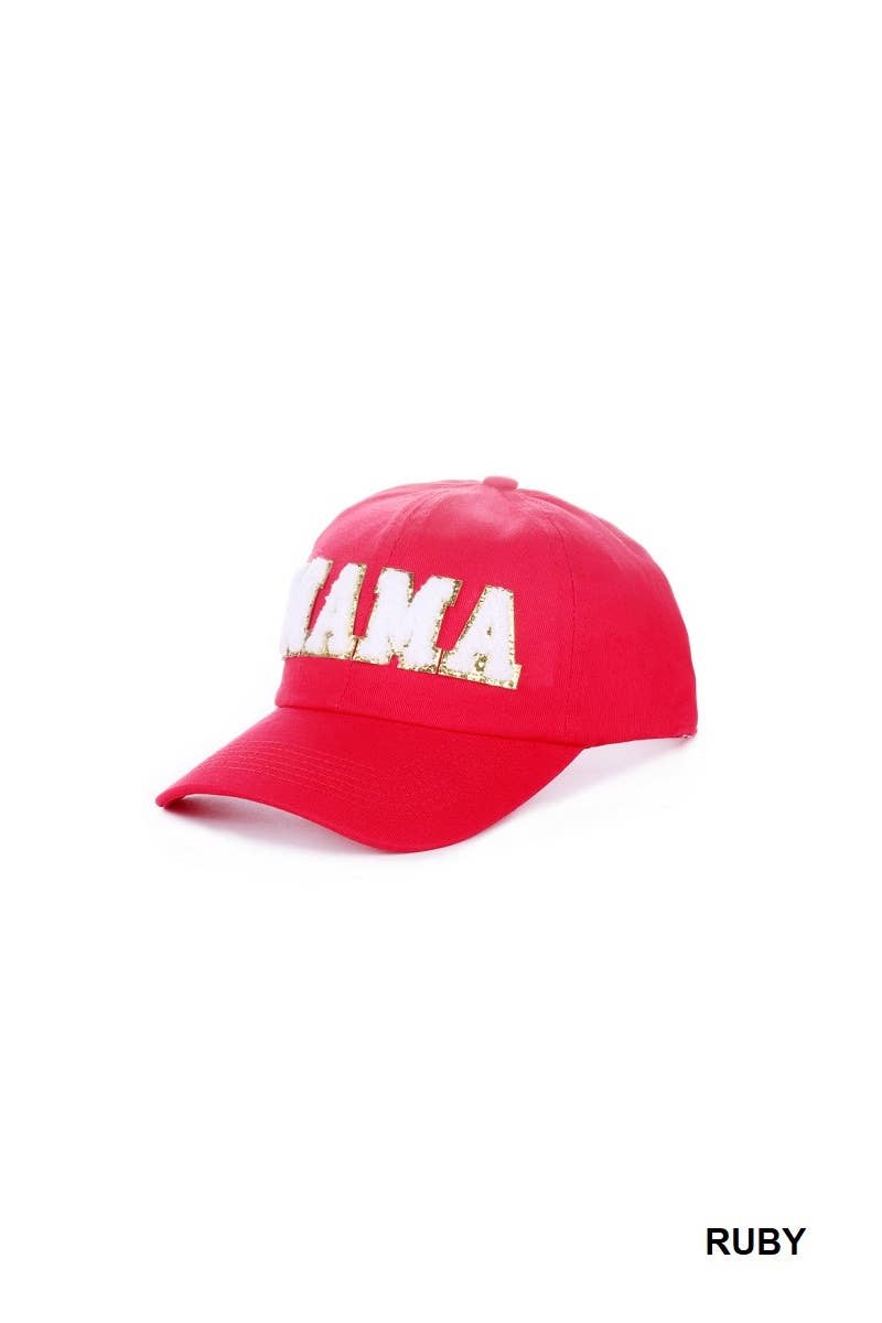 Mama Chenille Patch Cotton Baseball Cap Hat: PINK