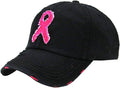 Distressed Patch Hat:  Pink Ribbon (Black)