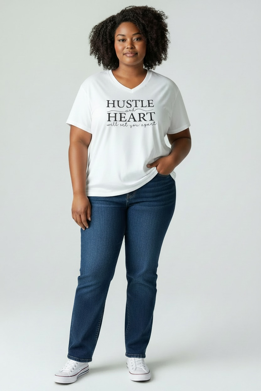 Hustle and Heart Will Set You Apart V-Neck Tee