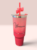 Warrior Tumbler – Pink Ombre with Straw