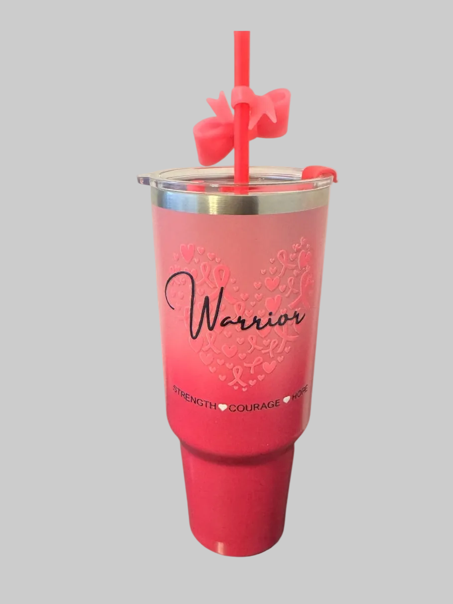 Warrior Tumbler – Pink Ombre with Straw